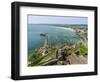 View on fishing harbour of Gorey from Mont Orgueil Castle-enricocacciafotografie-Framed Photographic Print