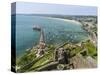 View on fishing harbour of Gorey from Mont Orgueil Castle-enricocacciafotografie-Stretched Canvas