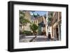 View on Narrow Cobbled Street among Traditional Parisian Buildings in Paris, France.-rglinsky-Framed Photographic Print