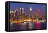 View on Night Manhattan, New York-sborisov-Framed Stretched Canvas