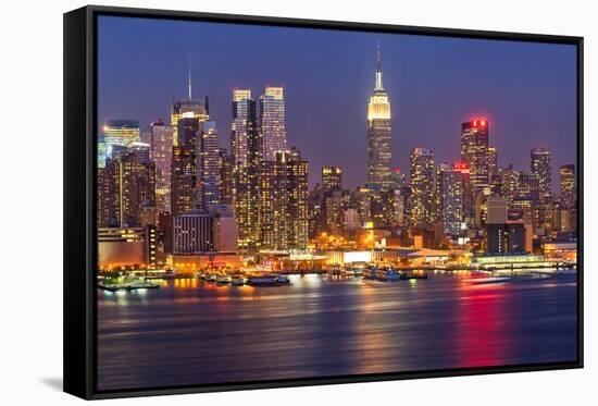 View on Night Manhattan, New York-sborisov-Framed Stretched Canvas