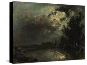 View on Overschie in Moonlight, 1872-Johan Barthold Jongkind-Stretched Canvas