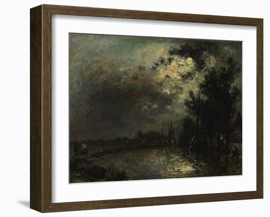 View on Overschie in Moonlight, 1872-Johan Barthold Jongkind-Framed Giclee Print