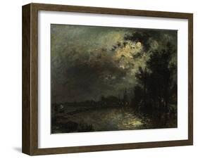 View on Overschie in Moonlight, 1872-Johan Barthold Jongkind-Framed Giclee Print