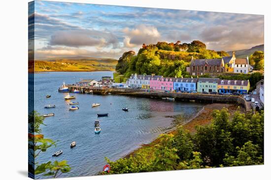 View on Portree before Sunset, Isle of Skye, Scotland-Nataliya Hora-Stretched Canvas