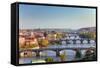 View on Prague Bridges at Sunset-sborisov-Framed Stretched Canvas