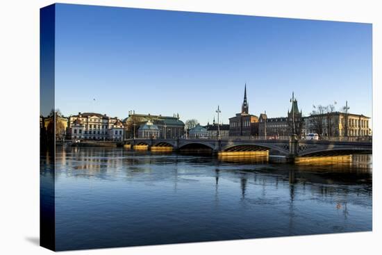 View on Riddarholmen with Riddarhuset, Riddarholmskyrkan and Norstedtshuset, Stockholm-Frina-Stretched Canvas