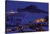 View on Snowy Hill with Houses at Evening in Town of Alba in Piedmont, Northern Italy.-rglinsky-Stretched Canvas