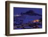 View on Snowy Hill with Houses at Evening in Town of Alba in Piedmont, Northern Italy.-rglinsky-Framed Photographic Print