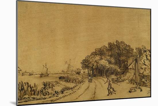 View on the Amstel: the Road on the Amsteldijk Leading to Trompenburg, C.1649-50-Rembrandt van Rijn-Mounted Giclee Print
