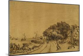 View on the Amstel: the Road on the Amsteldijk Leading to Trompenburg, C.1649-50-Rembrandt van Rijn-Mounted Giclee Print