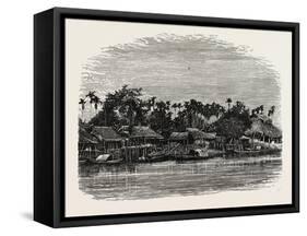 View on the Banks of the Mesap, Cambodia-null-Framed Stretched Canvas