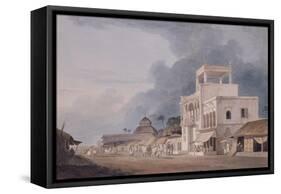 View on the Chitpur Road, Calcutta-Thomas & William Daniell-Framed Stretched Canvas
