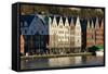 View on the Harbour in Bryygen Area, Bergen, Hordaland, Norway, Scandinavia, Europe-Robert Harding-Framed Stretched Canvas