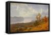 View on the Hudson Looking across the Tappen Zee towards Hook Mountain, 1866 (Oil on Canvas)-Albert Bierstadt-Framed Stretched Canvas