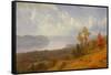 View on the Hudson Looking across the Tappen Zee towards Hook Mountain, 1866 (Oil on Canvas)-Albert Bierstadt-Framed Stretched Canvas