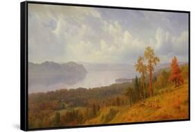 View on the Hudson Looking across the Tappen Zee towards Hook Mountain, 1866 (Oil on Canvas)-Albert Bierstadt-Framed Stretched Canvas