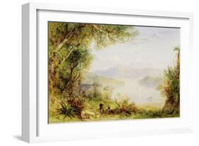 View on the Hudson River, C.1840-45 (Oil on Panel)-Thomas Creswick-Framed Giclee Print