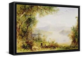 View on the Hudson River, C.1840-45 (Oil on Panel)-Thomas Creswick-Framed Stretched Canvas