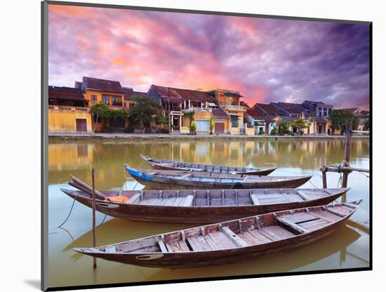 View on the Old Town of Hoi an from the River. Boats in the Foreground.-GoodOlga-Mounted Photographic Print