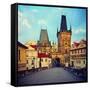 View on the Prague ,Charles Bridge ,Lesser Bridge Tower. Instagram Effect-scorpp-Framed Stretched Canvas