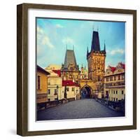View on the Prague ,Charles Bridge ,Lesser Bridge Tower. Instagram Effect-scorpp-Framed Photographic Print