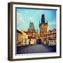 View on the Prague ,Charles Bridge ,Lesser Bridge Tower. Instagram Effect-scorpp-Framed Photographic Print