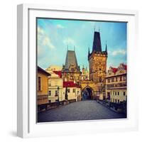 View on the Prague ,Charles Bridge ,Lesser Bridge Tower. Instagram Effect-scorpp-Framed Photographic Print