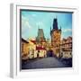 View on the Prague ,Charles Bridge ,Lesser Bridge Tower. Instagram Effect-scorpp-Framed Photographic Print