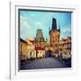 View on the Prague ,Charles Bridge ,Lesser Bridge Tower. Instagram Effect-scorpp-Framed Photographic Print