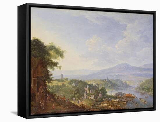 View on the Rhine, Near Cologne, C.1700-10-Jan The Elder Griffier-Framed Stretched Canvas