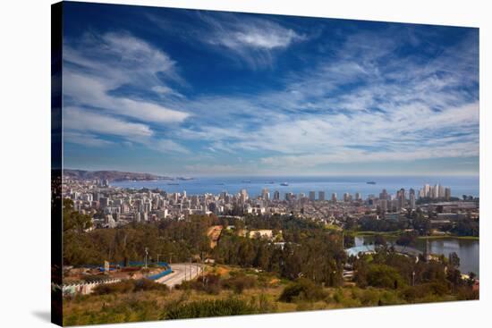 View on Vina Del Mar and Valparaiso, Chile-Nataliya Hora-Stretched Canvas