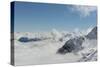 View on Winter Snowy Mountains and Blue Sky above Clouds, Krasnaya Polyana, Sochi, Russia-wasja-Stretched Canvas