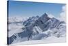 View on Winter Snowy Mountains and Blue Sky above Clouds, Krasnaya Polyana, Sochi, Russia-wasja-Stretched Canvas