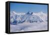 View on Winter Snowy Mountains and Blue Sky above Clouds, Krasnaya Polyana, Sochi, Russia-wasja-Framed Stretched Canvas