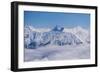 View on Winter Snowy Mountains and Blue Sky above Clouds, Krasnaya Polyana, Sochi, Russia-wasja-Framed Photographic Print