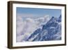 View on Winter Snowy Mountains and Blue Sky above Clouds, Krasnaya Polyana, Sochi, Russia-wasja-Framed Photographic Print