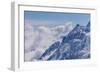 View on Winter Snowy Mountains and Blue Sky above Clouds, Krasnaya Polyana, Sochi, Russia-wasja-Framed Photographic Print