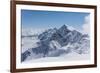 View on Winter Snowy Mountains and Blue Sky above Clouds, Krasnaya Polyana, Sochi, Russia-wasja-Framed Photographic Print