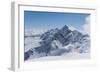 View on Winter Snowy Mountains and Blue Sky above Clouds, Krasnaya Polyana, Sochi, Russia-wasja-Framed Photographic Print