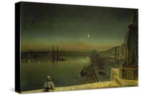 View onto the Port of Rouen from the St.Pierre Bridge-John Atkinson Grimshaw-Stretched Canvas