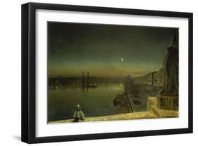 View onto the Port of Rouen from the St.Pierre Bridge-John Atkinson Grimshaw-Framed Giclee Print