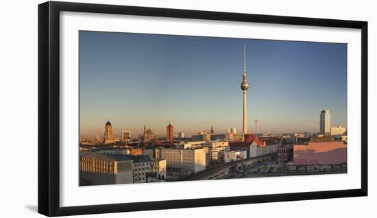 View over Alexanderstrasse to TV Tower, Rotes Rathaus (Red Town Hall), Hotel Park Inn and Alexa sho-Markus Lange-Framed Photographic Print