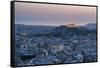 View over Athens and The Acropolis at sunset from Likavitos Hill, Athens, Attica Region, Greece-Matthew Williams-Ellis-Framed Stretched Canvas