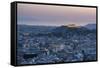 View over Athens and The Acropolis at sunset from Likavitos Hill, Athens, Attica Region, Greece-Matthew Williams-Ellis-Framed Stretched Canvas