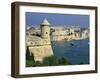 View over Bastions and Grand Harbour to Fort St. Angelo with Rowing Regatta, Valletta, Malta, Medit-Stuart Black-Framed Photographic Print