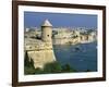 View over Bastions and Grand Harbour to Fort St. Angelo with Rowing Regatta, Valletta, Malta, Medit-Stuart Black-Framed Photographic Print