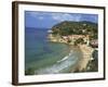 View over Bay and Biodola Beach, Island of Elba, Livorno Province, Tuscany, Italy, Europe-Morandi Bruno-Framed Photographic Print