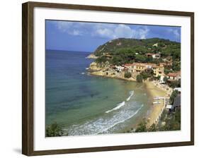 View over Bay and Biodola Beach, Island of Elba, Livorno Province, Tuscany, Italy, Europe-Morandi Bruno-Framed Photographic Print