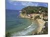 View over Bay and Biodola Beach, Island of Elba, Livorno Province, Tuscany, Italy, Europe-Morandi Bruno-Mounted Photographic Print